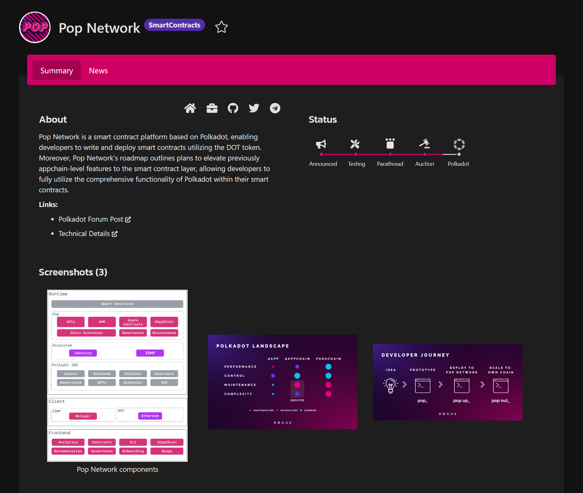 Pop Network project details